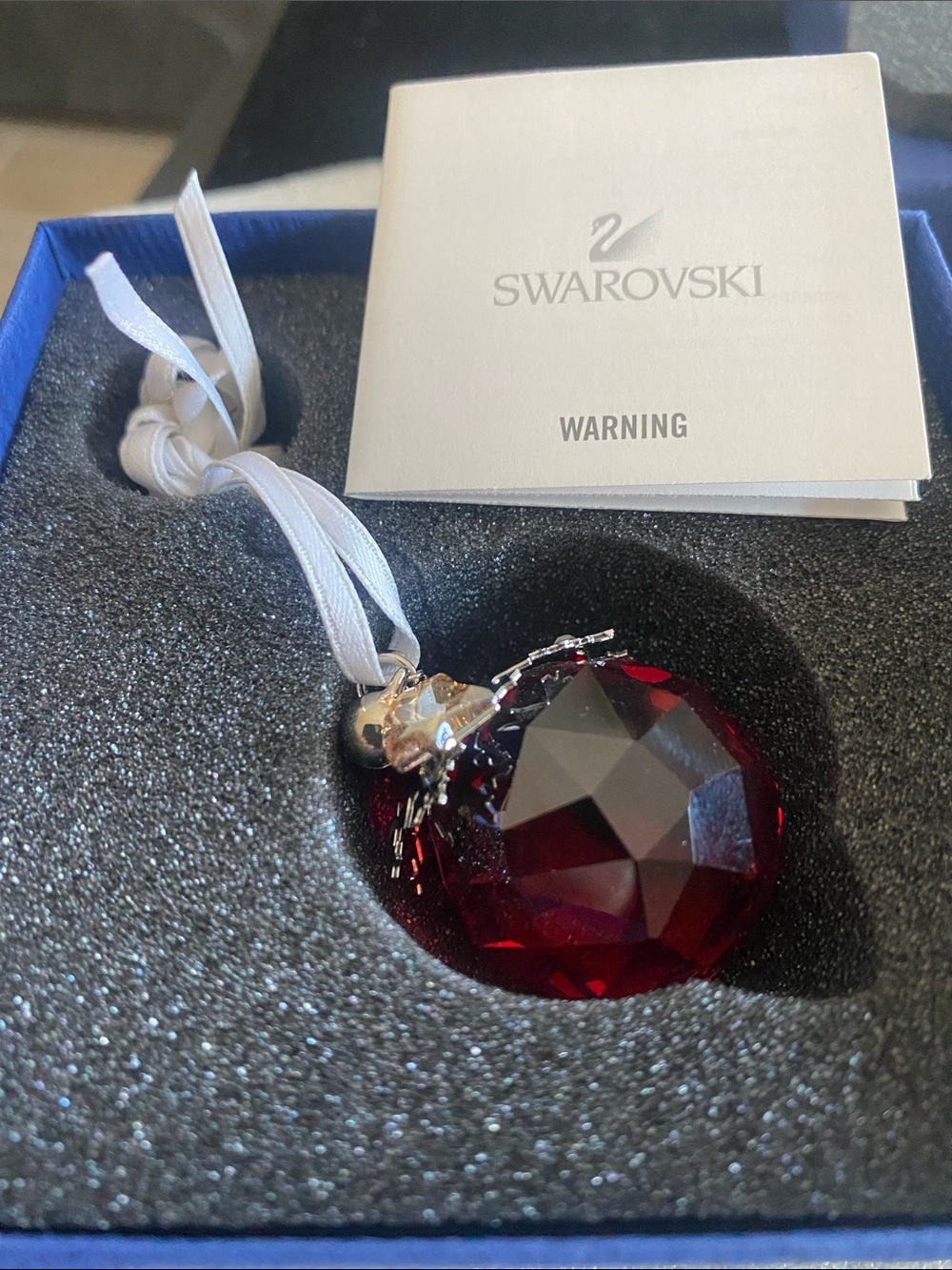 Swarovski Deep Red Faceted Crystal Pendant with Silver Stars - Picture 6 of 7